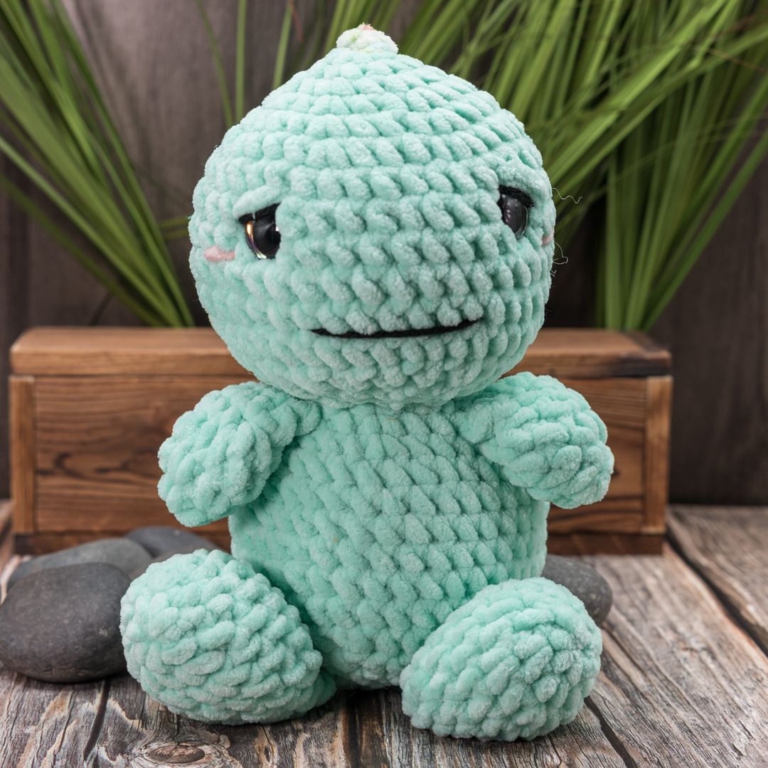 Green Dino Puff plushie